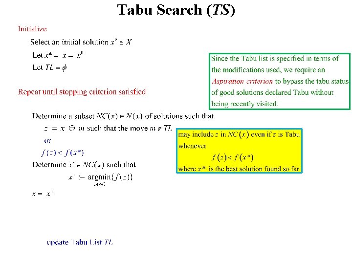 Tabu Search (TS) 