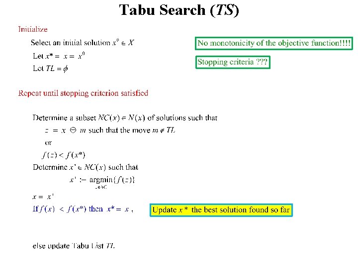 Tabu Search (TS) 