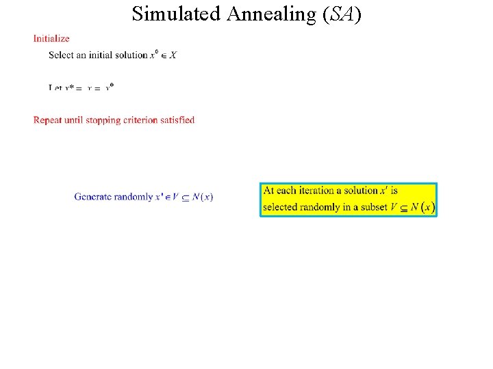 Simulated Annealing (SA) 