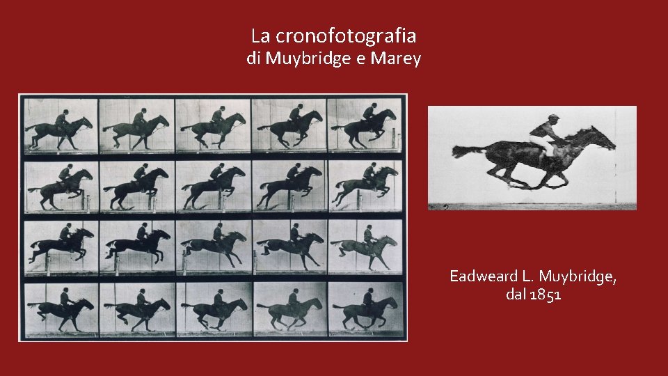 La cronofotografia di Muybridge e Marey Eadweard L. Muybridge, dal 1851 