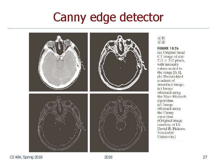 Canny edge detector CS 484, Spring 2019 27 