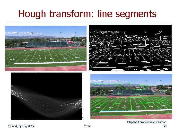 Hough transform: line segments CS 484, Spring 2019 Adapted from Kristen Grauman 43 
