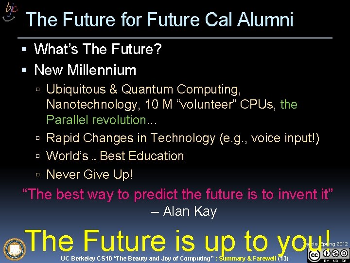 The Future for Future Cal Alumni What’s The Future? New Millennium Ubiquitous & Quantum