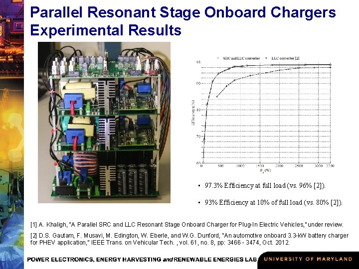 Parallel Resonant Stage Onboard Chargers Experimental Results • 97. 3% Efficiency at full load