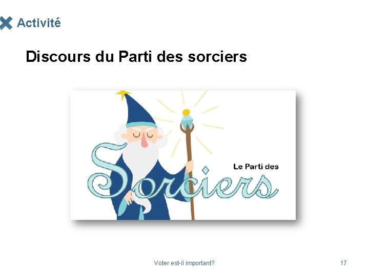 Activité Discours du Parti des sorciers Voter est-il important? 17 
