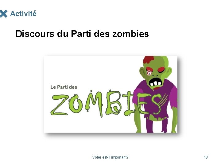 Activité Discours du Parti des zombies Voter est-il important? 18 