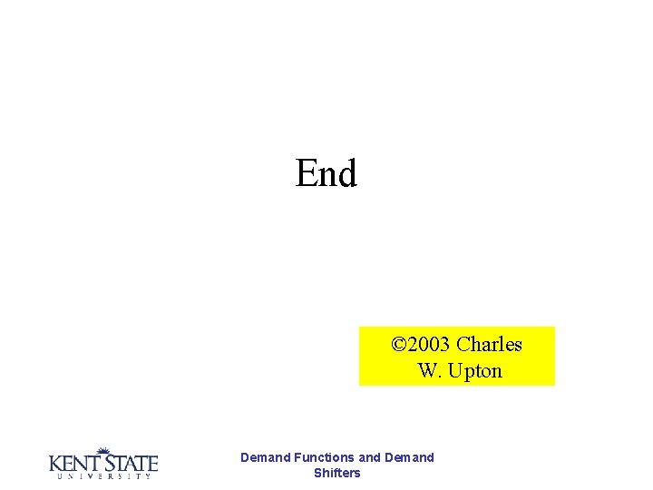 End © 2003 Charles W. Upton Demand Functions and Demand Shifters 