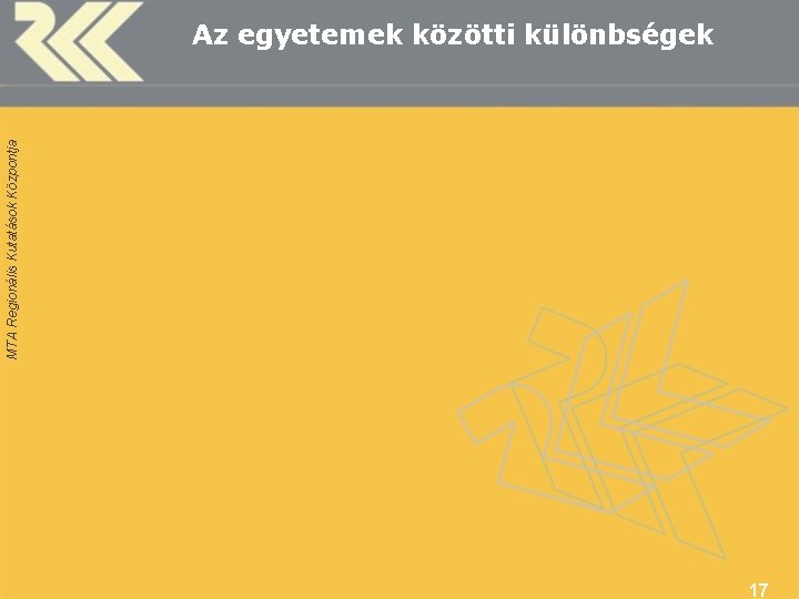 MTA Regionális Kutatások Központja Az egyetemek közötti különbségek 17 