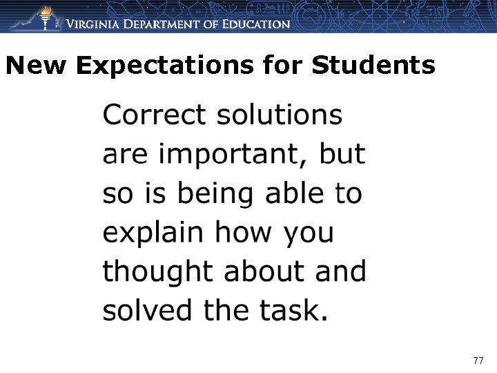 New Expectations for Students 77 