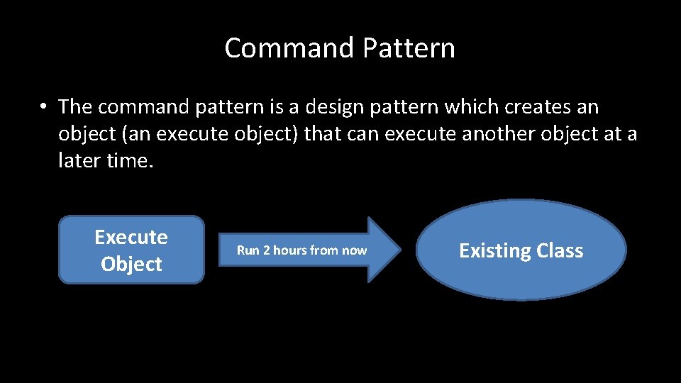 Command Pattern • The command pattern is a design pattern which creates an object