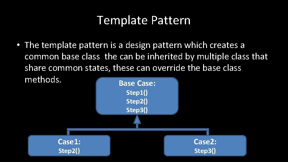 Template Pattern • The template pattern is a design pattern which creates a common
