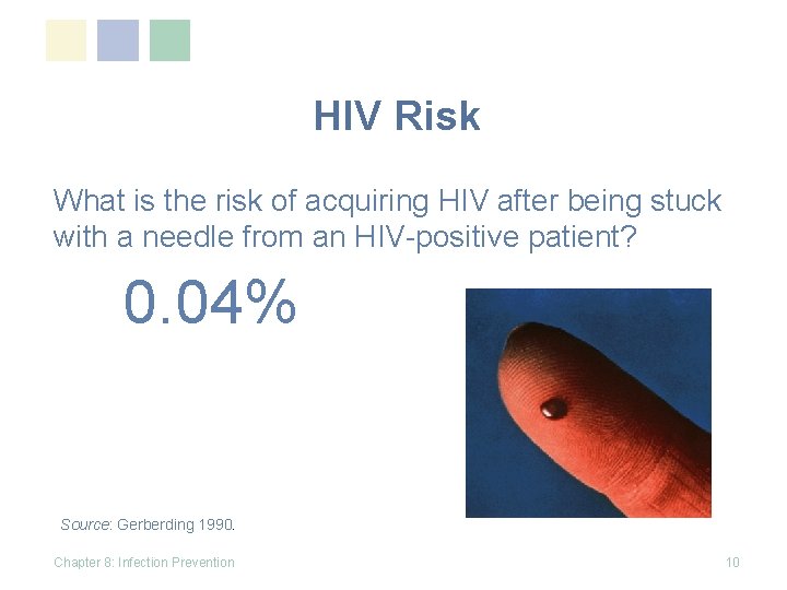 HIV Risk What is the risk of acquiring HIV after being stuck with a