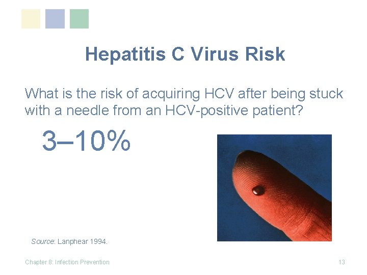 Hepatitis C Virus Risk What is the risk of acquiring HCV after being stuck