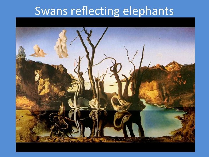 Swans reflecting elephants 