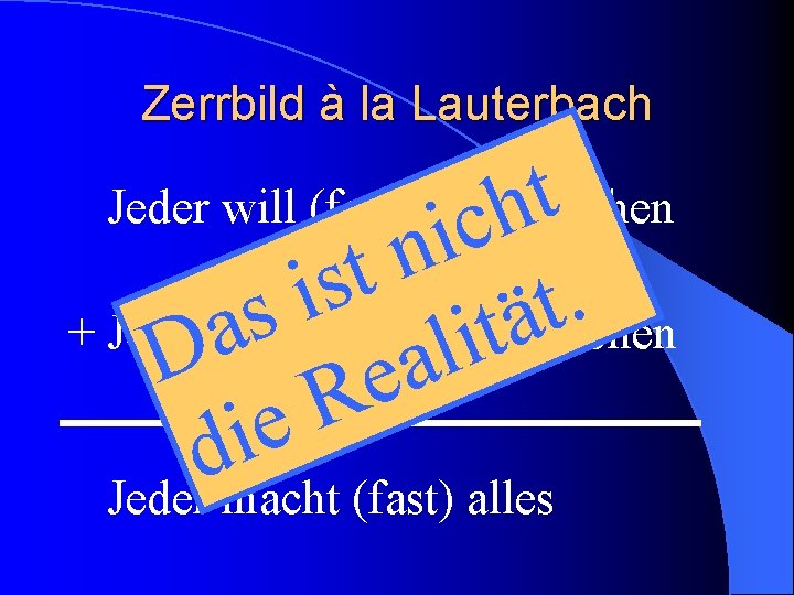 Zerrbild à la Lauterbach t h c i n t s i. t s