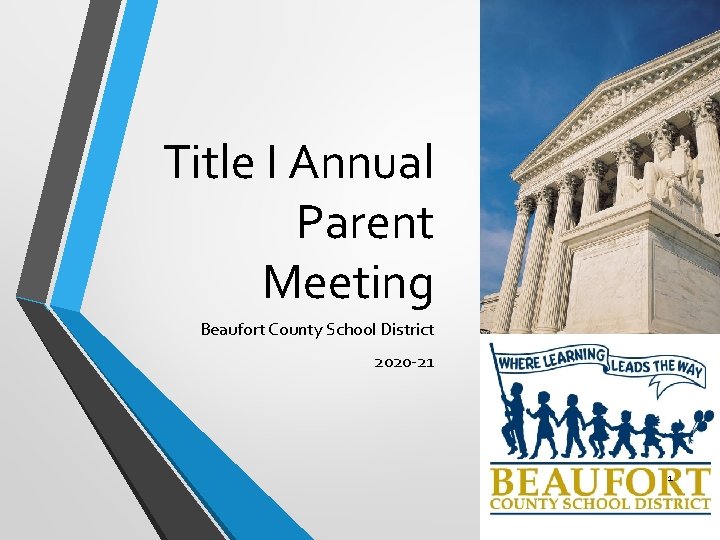 Title I Annual Parent Meeting Beaufort County School District 2020 -21 1 