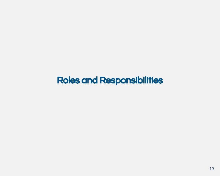 Roles and Responsibilities 16 