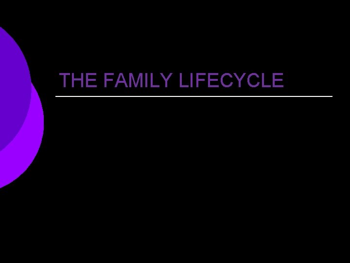 THE FAMILY LIFECYCLE 