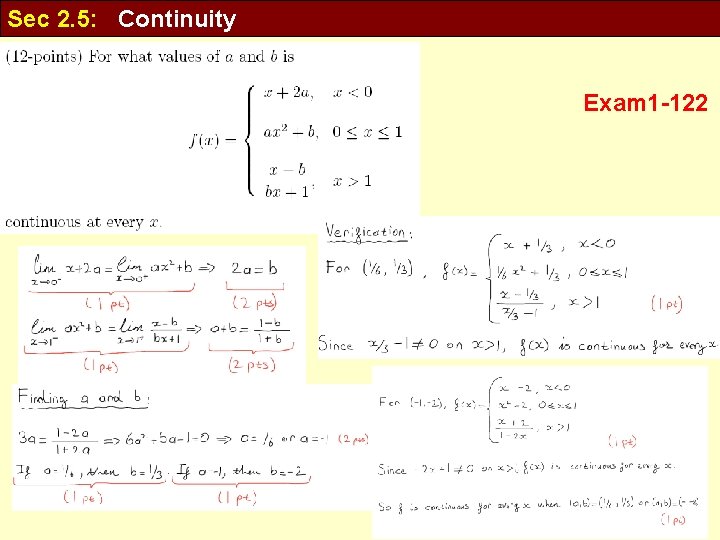 Sec 2. 5: Continuity Exam 1 -122 