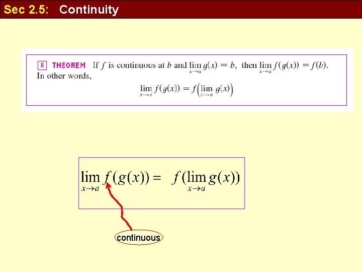 Sec 2. 5: Continuity continuous 