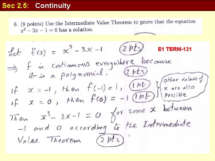 Sec 2. 5: Continuity E 1 TERM-121 