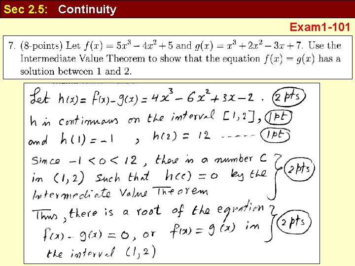 Sec 2. 5: Continuity Exam 1 -101 