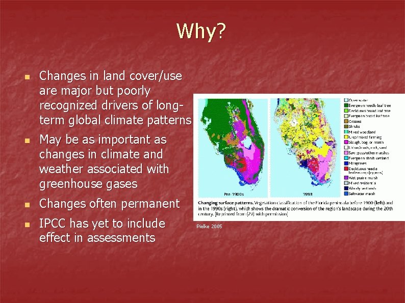 Why? n n Changes in land cover/use are major but poorly recognized drivers of