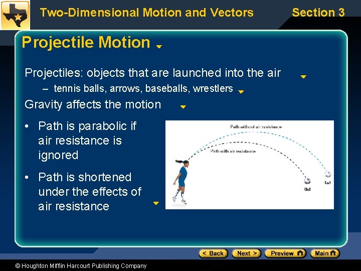 Two-Dimensional Motion and Vectors Projectile Motion Projectiles: objects that are launched into the air