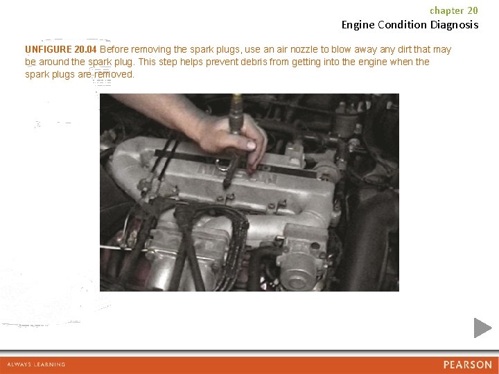 chapter 20 Engine Condition Diagnosis UNFIGURE 20. 04 Before removing the spark plugs, use