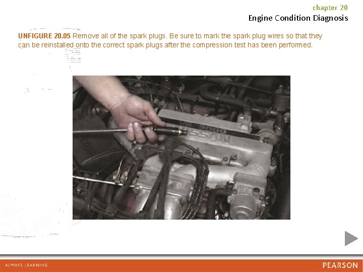 chapter 20 Engine Condition Diagnosis UNFIGURE 20. 05 Remove all of the spark plugs.