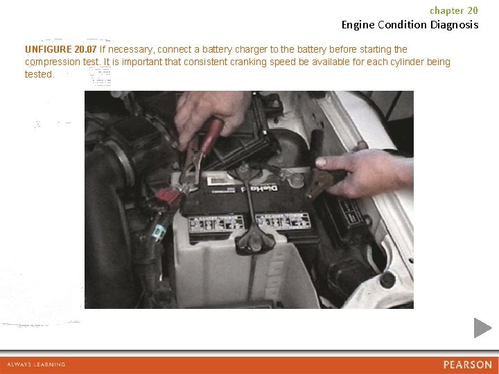 chapter 20 Engine Condition Diagnosis UNFIGURE 20. 07 If necessary, connect a battery charger