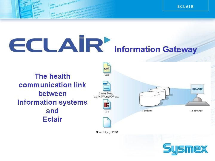 Information Gateway The health communication link between Information systems and Eclair 