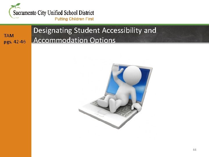 TAM pgs. 42 -46 Designating Student Accessibility and Accommodation Options 44 