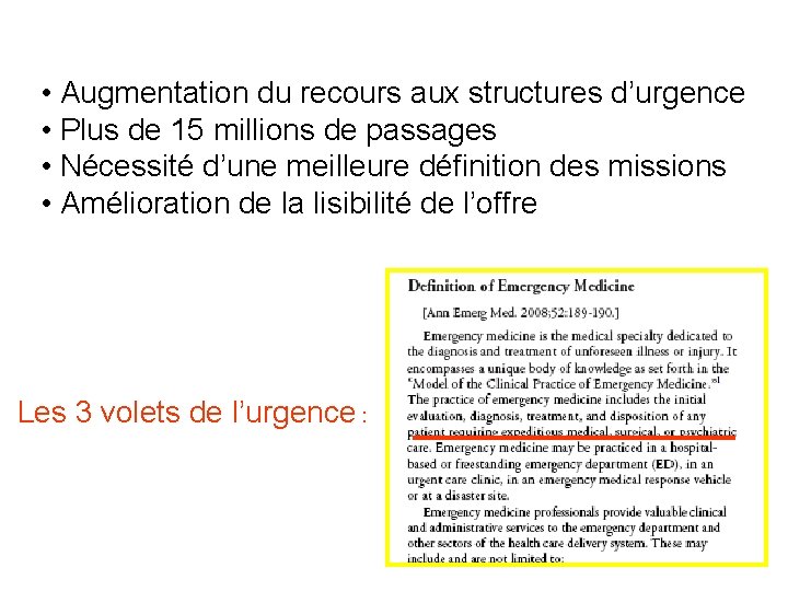  • Augmentation du recours aux structures d’urgence • Plus de 15 millions de