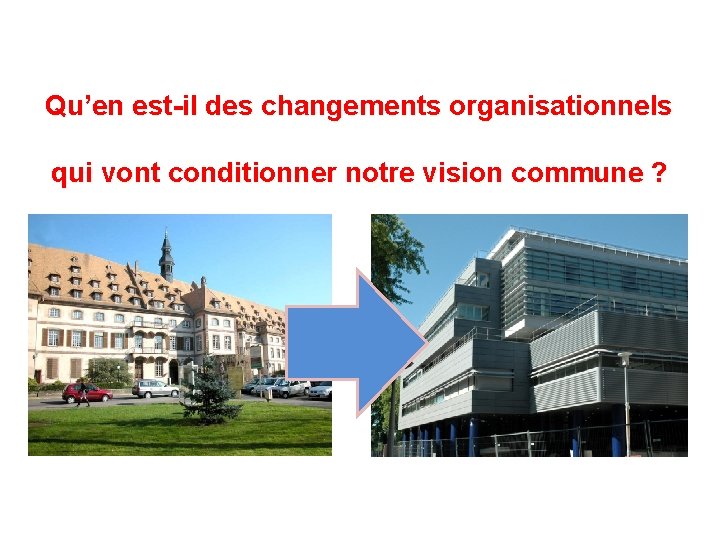 Qu’en est-il des changements organisationnels qui vont conditionner notre vision commune ? 