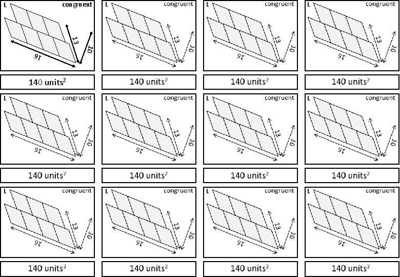 congruent L 13 10 16 140 units 2 