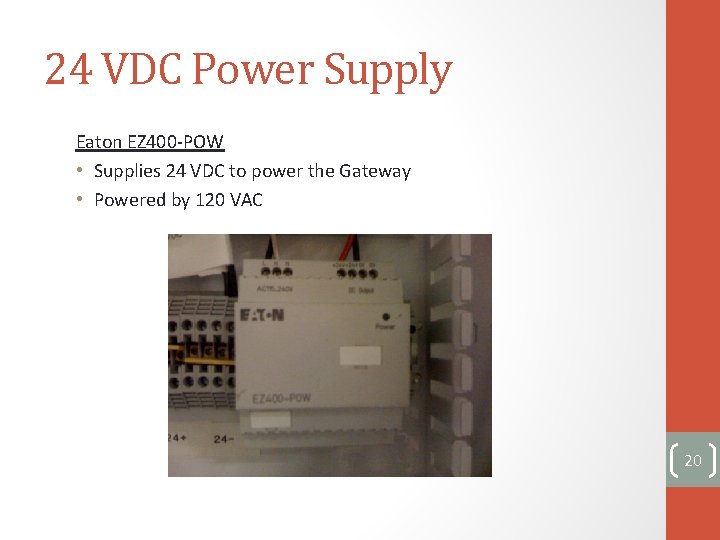 24 VDC Power Supply Eaton EZ 400 -POW • Supplies 24 VDC to power