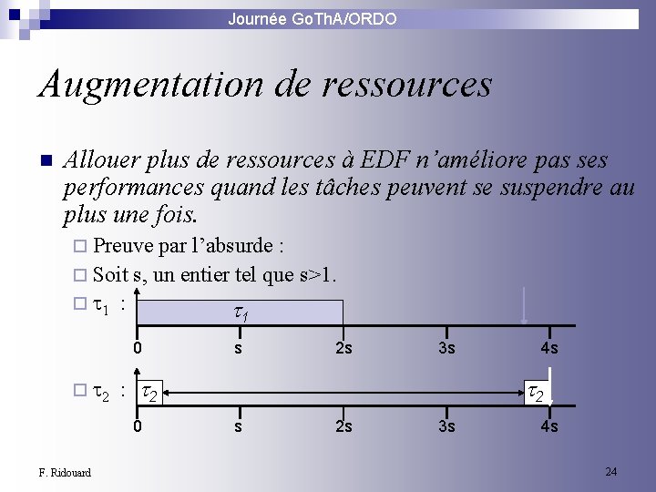 Journée Go. Th. A/ORDO Augmentation de ressources n Allouer plus de ressources à EDF