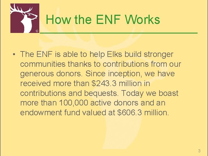 How the ENF Works • The ENF is able to help Elks build stronger