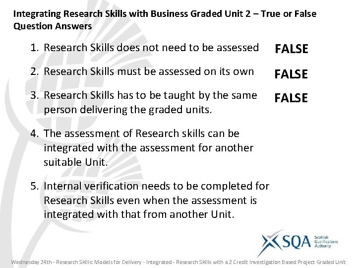 Integrating Research Skills with Business Graded Unit 2 – True or False Question Answers