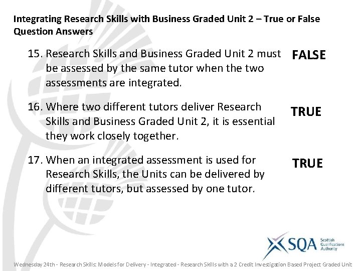 Integrating Research Skills with Business Graded Unit 2 – True or False Question Answers