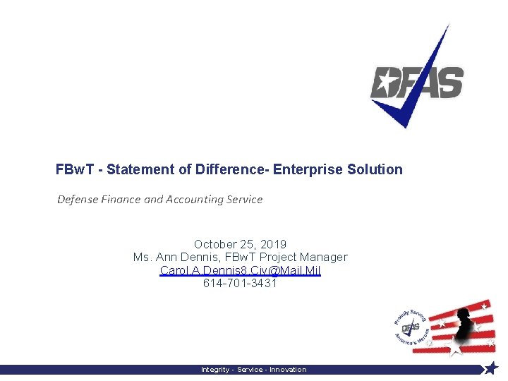 FBw. T - Statement of Difference- Enterprise Solution Defense Finance and Accounting Service October