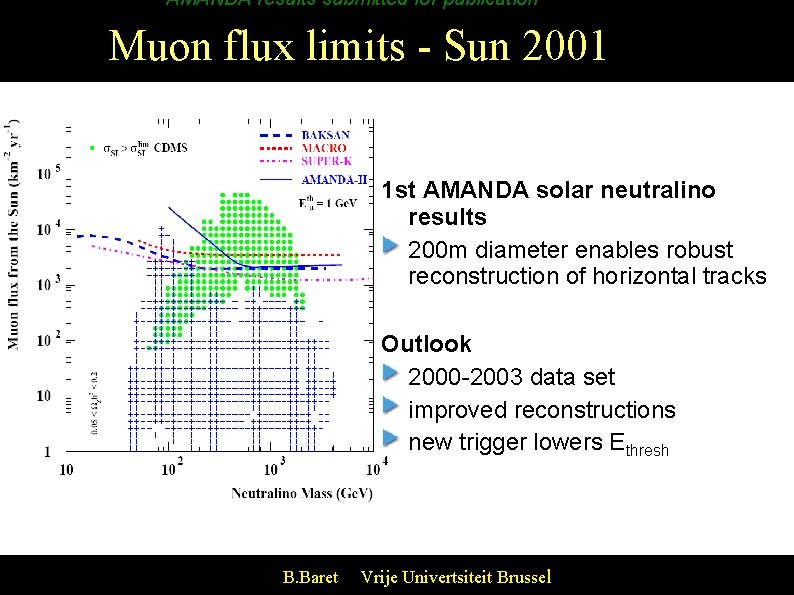 AMANDA results submitted for publication Muon flux limits - Sun 2001 1 st AMANDA