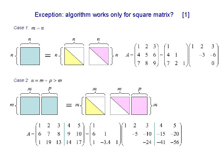 Exception: algorithm works only for square matrix? Case 1: Case 2: [1] 