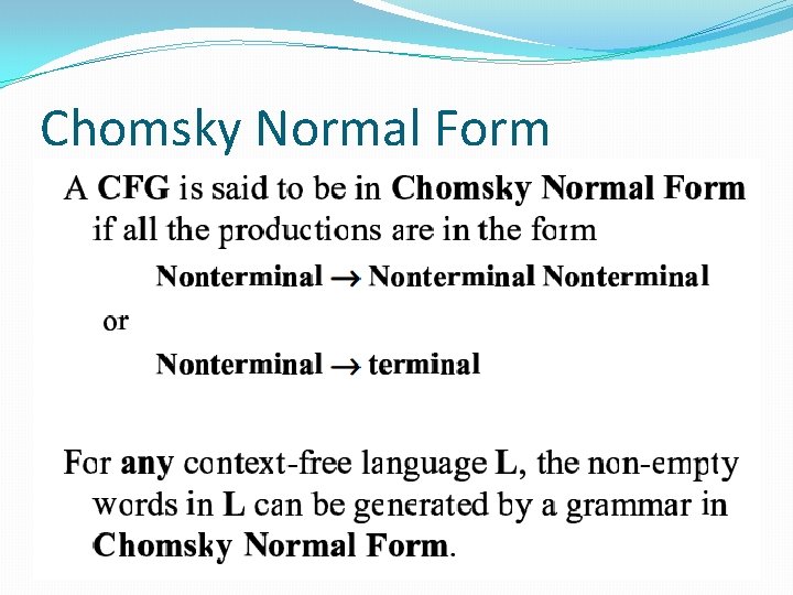 Chomsky Normal Form 