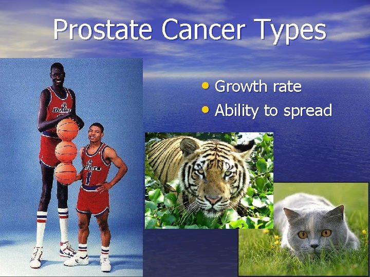 Prostate Cancer Types • Growth rate • Ability to spread 