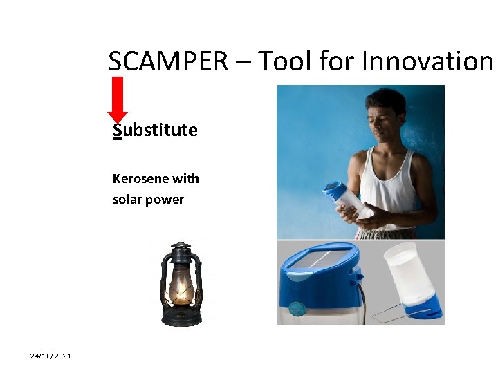 SCAMPER – Tool for Innovation Substitute Kerosene with solar power 24/10/2021 