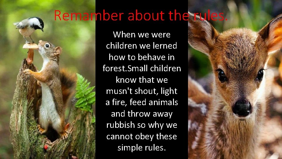 Remamber about the rules. When we were children we lerned how to behave in