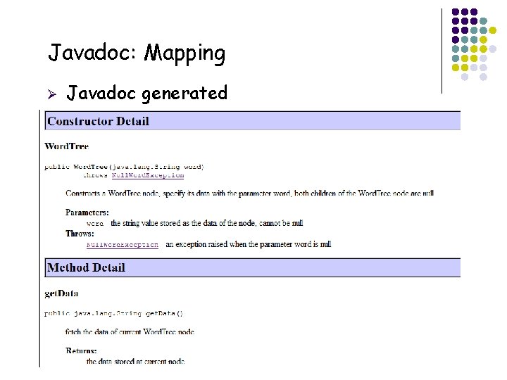 Javadoc: Mapping Ø 9 Javadoc generated 