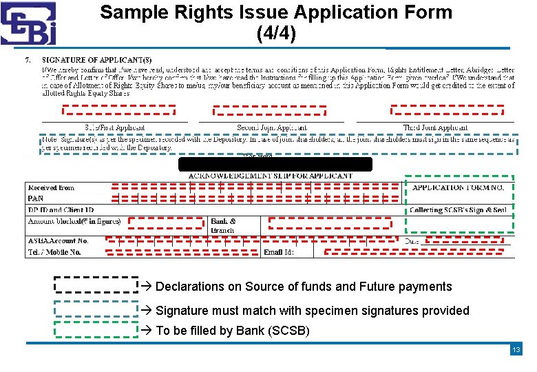 Sample Rights Issue Application Form (4/4) Declarations on Source of funds and Future payments
